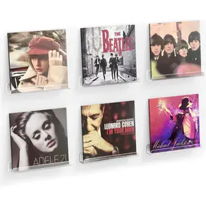 6 Pack Vinyl Record Holder 12 inch Clear Acrylic Shelf, Floating Book Shelves Display Shelf Vinyl Record Storage & Display, Album Wall Mount Kids Bookshelf Acrylic Floating Shelves for Room