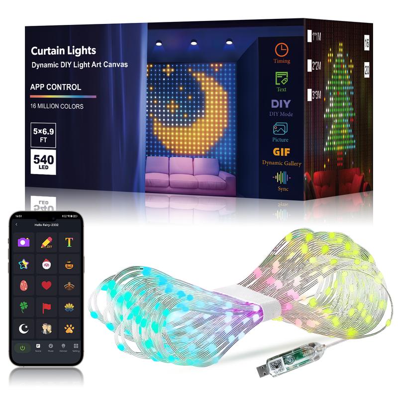 RGB Smart Curtain Lights - Color Changing LED Curtain Lights with ...
