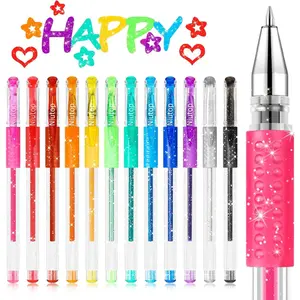 Stocking Stuffers for  Teens Girls Boys, 12-Color Scented Glitter Gel Pens, Coloring Markers Colored Pen Set, Cute Glitter Pens Journaling Supplies Fun Stationary, Halloween Christmas Gifts