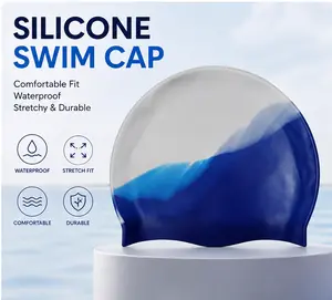 Stylish Gradient Swim Cap for Women & Men – Soft Stretch Silicone Swimming Cap for Pool, Beach, Training & Water Sports