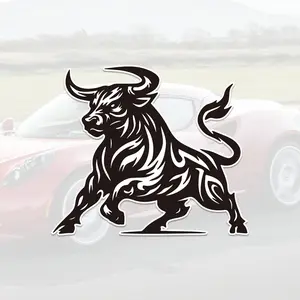 Vintage Bull Head Vinyl Sticker Decal, Car Decorative Sticker, Abstract Design, Perfect for Car Window Truck Notebook, Ideal Holiday or Birthday Gift