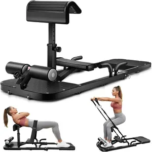 Hip Thrust Machine with 2 Sets of Resistance Bands, Sissy Squat Machine, Glute Machine, Squat Workout Machine & Glutes Workout Equipment, Bulgarian Split Squat Stand for Legged Lunges.