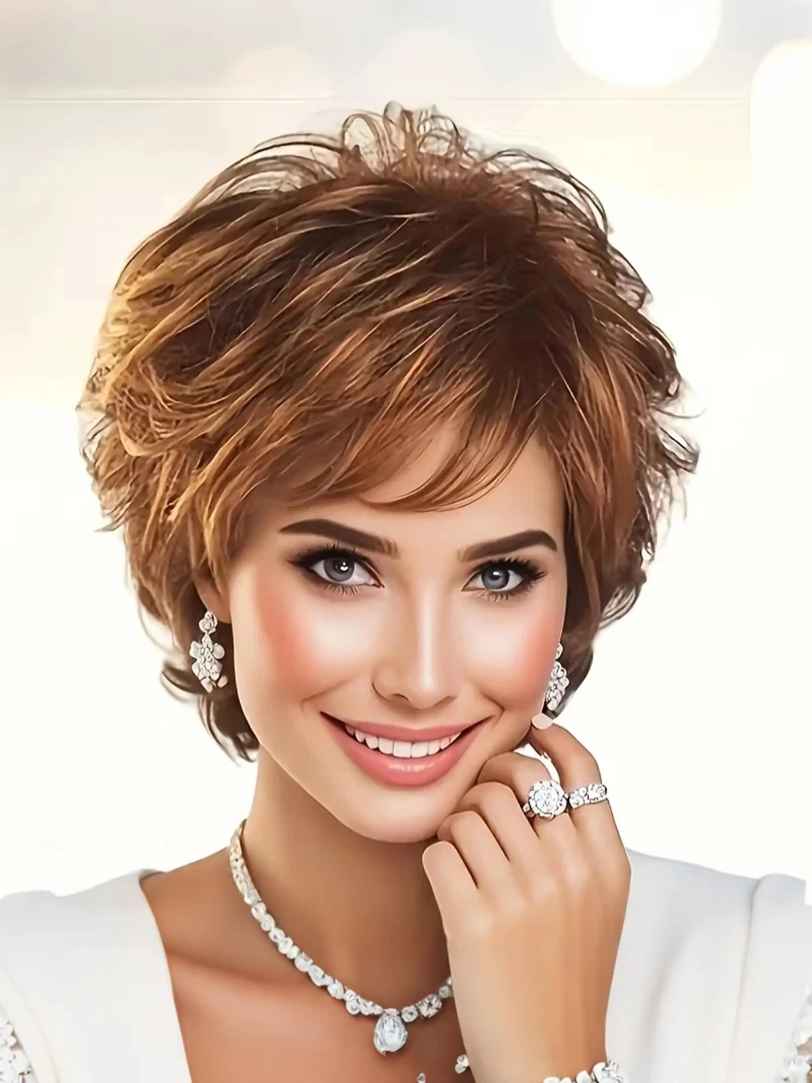 Women's Natural Gradient Short Hair Wigs, Synthetic Bob Wig, Curly Wig, Synthetic Fiber Headwear, Perfect Gift for Holidays, Daily Use, Multiple Occasions, Curled Synthetic Wig