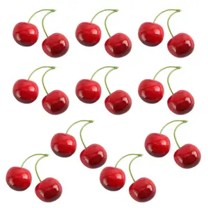 10 Pair False Cherries Simulations Fruit Model Photo Props for Party