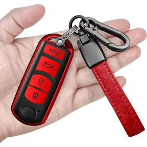 for Mazda Key Fob Cover with Keychain Soft Full Protection Key Shell Key Case Compatible with Mazda 3 6 8 Miata MX-5 CX-3 CX-5 CX-7 CX-9 (Red)