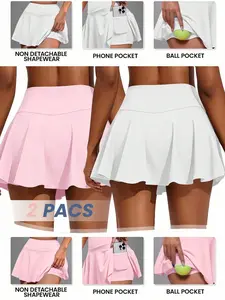 Women's Casual Short Skirt Set, Solid Color, Dual Pockets, Ideal for Sports, Fitness, Outdoor Activities, Shopping, Daily Wear, Comfortable