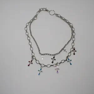 Colors Crosses Chain with Beaded Design and Colorful Crosses - Adjustable Length