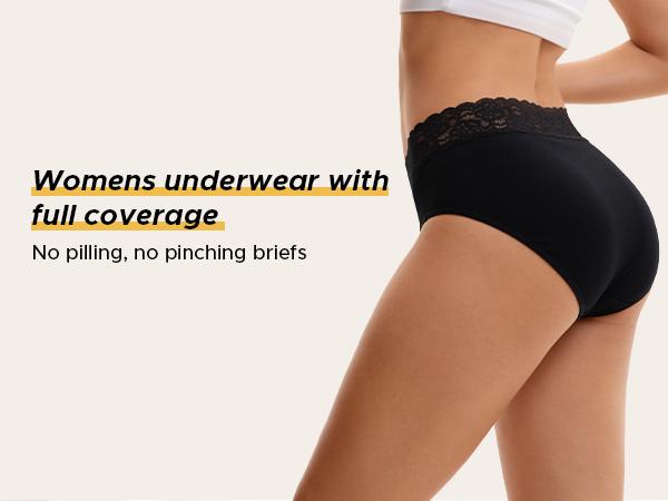 INNERSY Women's Cotton Lace Briefs 5-Pack Panties Mix And Match Black Bikini