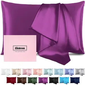 Silk Pillowcase for Hair and Skin Mulberry Silk Pillow Cases Soft Breathable Smooth Both Sided Natural Silk Pillowcase with Zipper Beauty Sleep 1 Pack for Gift (Standard, Purple)