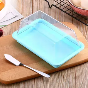Food Grade PP Butter Container Box Restaurant Sealed Storage Dishes Cheese Dish with Knife Butter Slicer French Butter Tableware