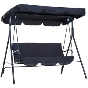 Swing Top, 3 Seat Swing Cover for Porch Seat (Black/76 * 49 * 5.9)