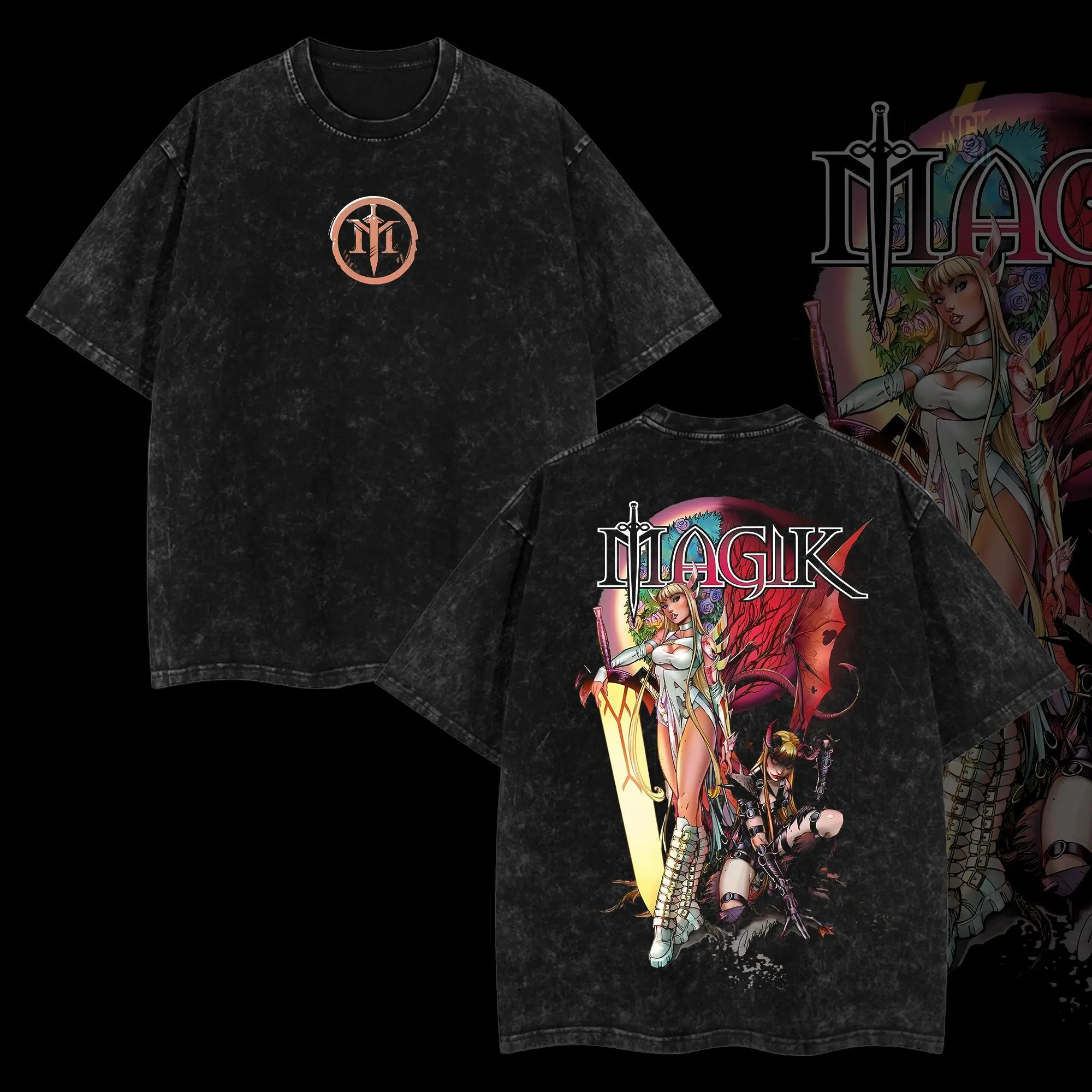 Magik Retro Vintage Limited Edition Magik Comic Wash Tee Comics Sweatshirt T-Shirt TV Show Comics Shirt Menswear Top Clothes Soft Apparel Classic
