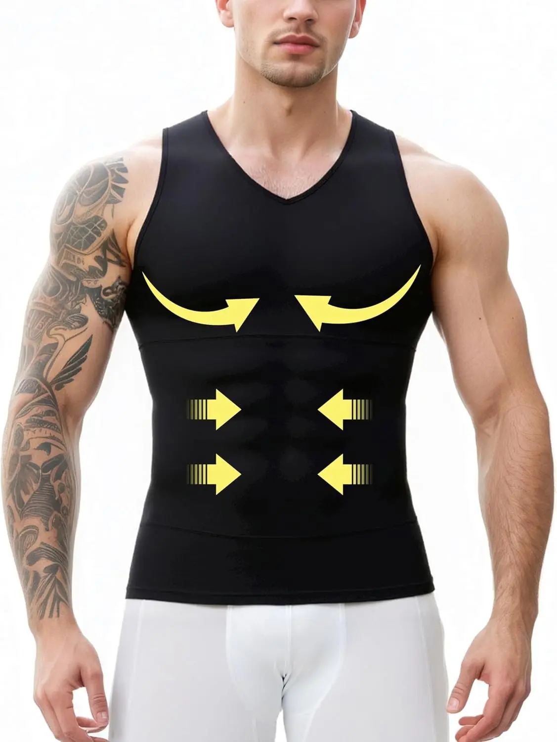 Mens Compression Shirt Tummy Control Shapewear for Gynecomastia Hide Belly Slimming Breathable Undershirt