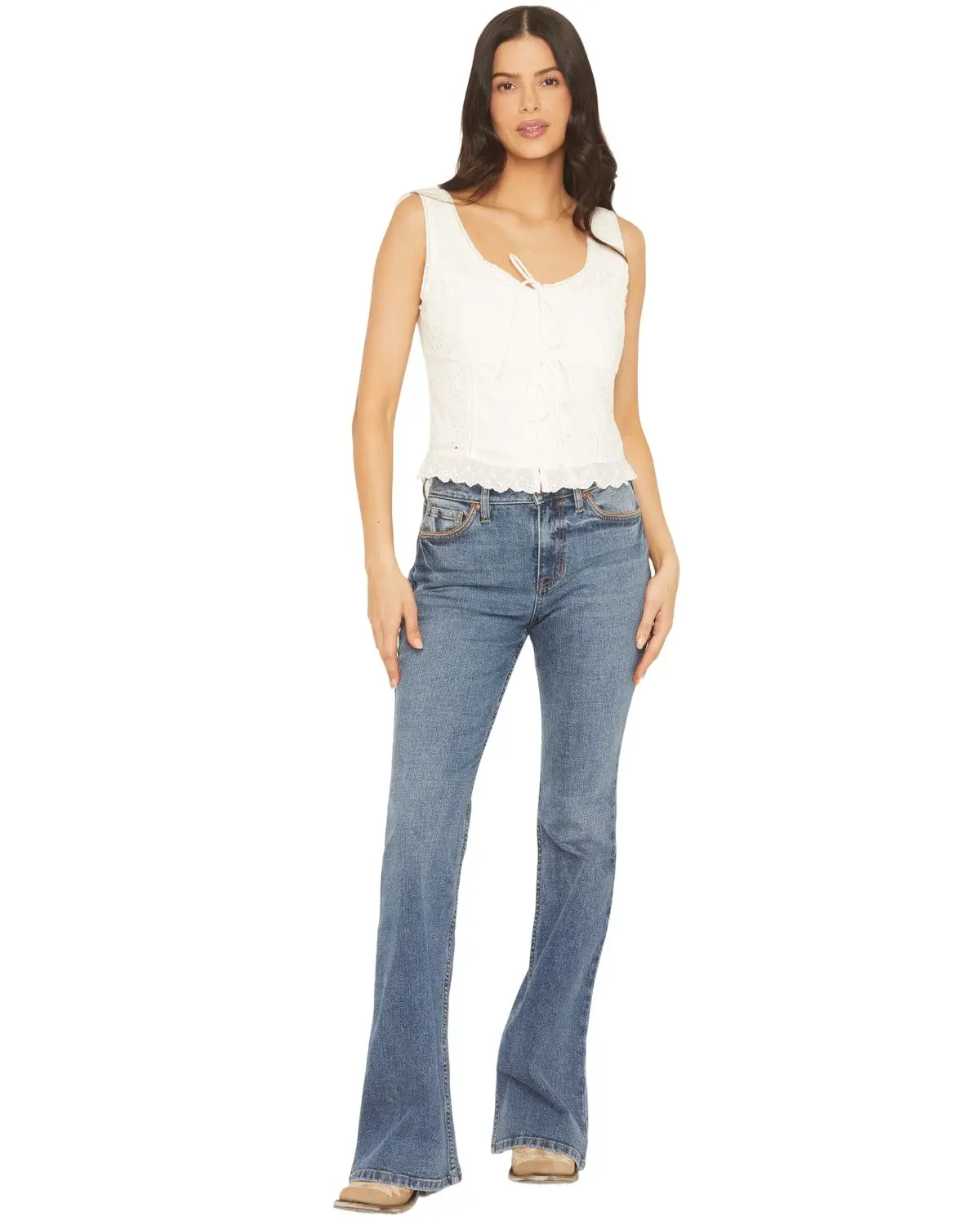 Shyanne Women's Women'S Luna High Rise Flare Stretch Denim Jeans - Swfa25j1-Mdw