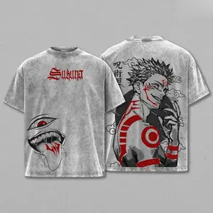 Sukuna Tee Washed – Jujutsu Kaisen Execution The Movie Culling Game Arc Vintage Oversized Heavy Cotton Double Printed Anime Manga T-Shirt, Retro Unisex Streetwear Graphic Top, Ryomen Sukuna’s Vessel Curse King Edition, JJK Japanese Otaku Gift Tee jujutsu