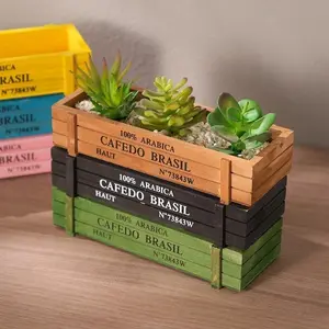 Rustic Wooden Storage Organizer Box, Vintage Desk Caddy for Bedroom Clutter & Succulent Planting, Home Decor