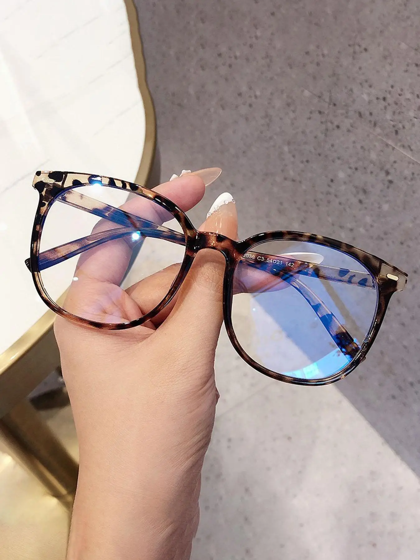 Trendy Leopard Pattern Frame Eyeglasses, Fashionable Blue Light Blocking Glasses for Women & Men, Fashion Eyeglasses for Work, Daily Clothing Decor, P