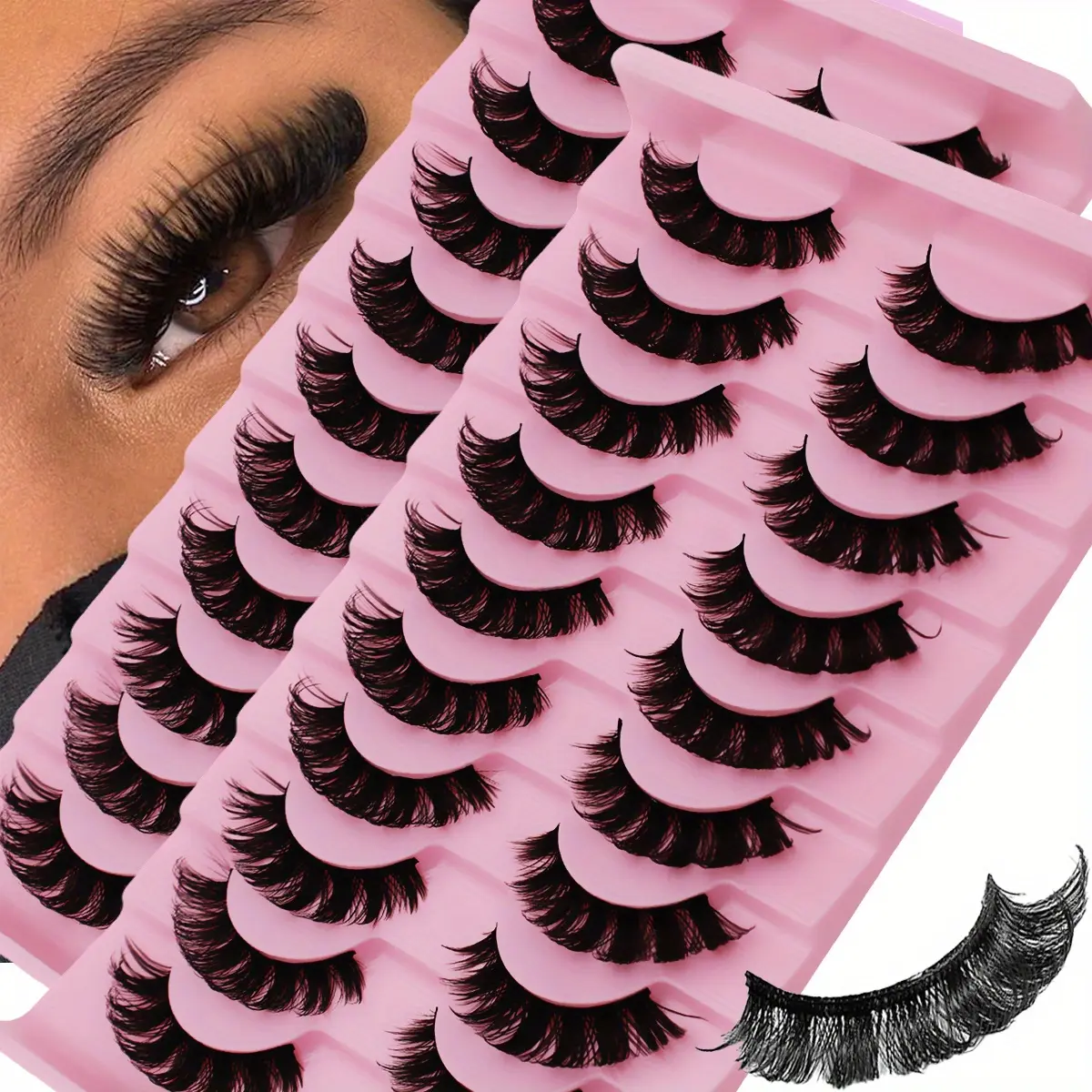 20Pairs/2Pack DD Curl Russian Strip Lashes Fluffy Volume False Eyelashes DD Curl Dramatic Messy Faux Mink Make Up Fake Lashes Cosmetic
