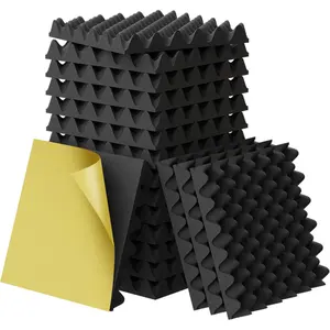 12 Pack 1.5"X12"X12" Acoustic , Self Adhesive Sound Proof Egg Crate ( Soundproofing Design), Upgraded Sound Proof  Panels for Walls, Doors, Fire-Retardent Acoustic Panels,Made by