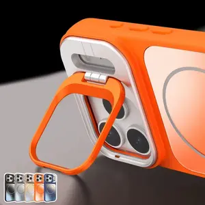 Luxury Stand Protective Defender For Magsafe Phone Case for iPhone 17 Air 16 15 14 13 12 11 Pro Max Magnetic Wireless Charge AG Matte Cover