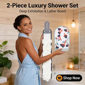 2-Piece Bath Scrubber Set – Deep Cleansing, Exfoliating & Body Massage Shower Tools for Face, Body & Back, Full-Body Care korean washcloth