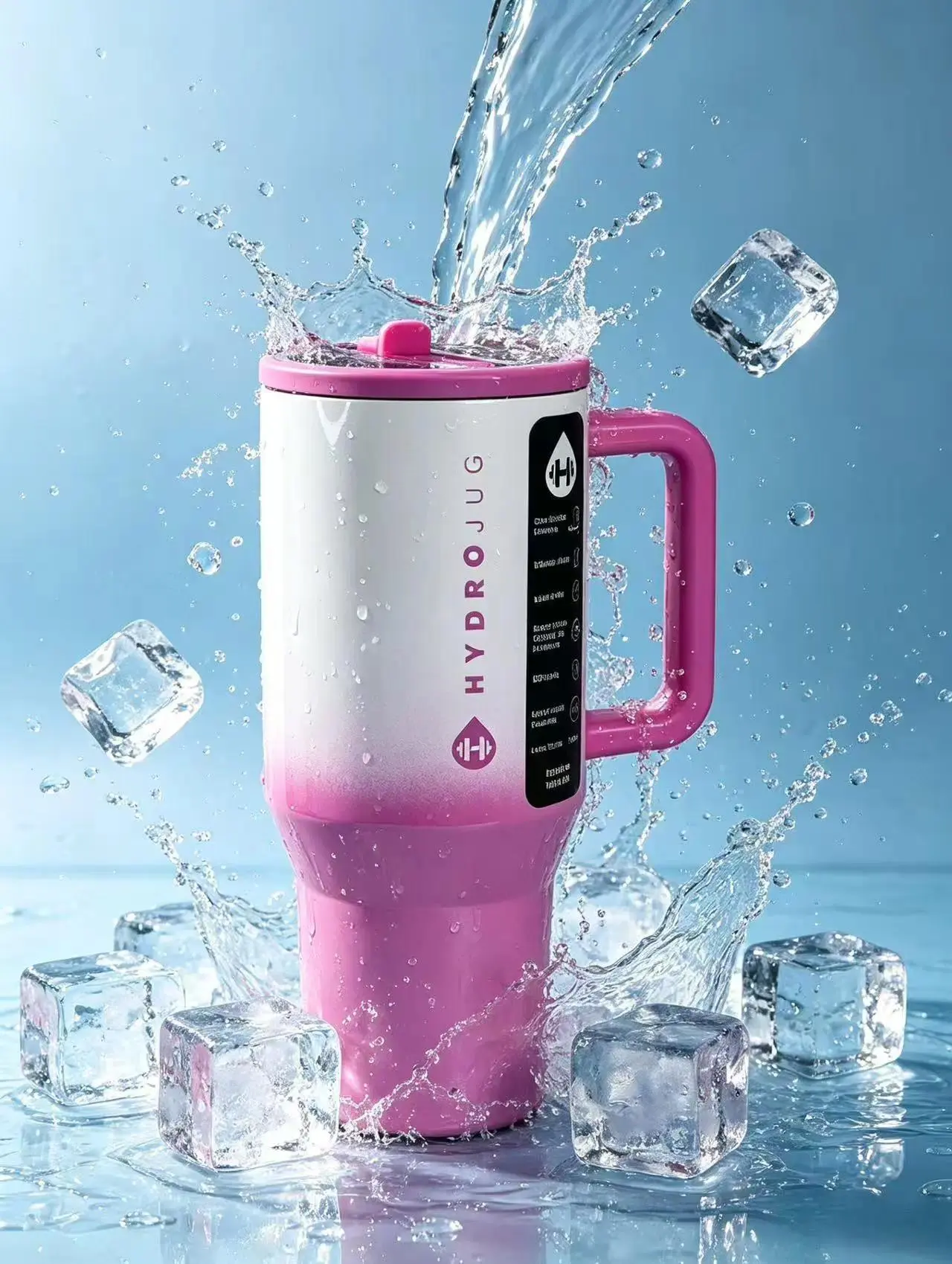 HydroJug 32oz Insulated Tumbler with Handle & Straw, Pink Ombre Stainless Steel Water Bottle, Leakproof, Cup Holder Friendly, Keeps Cold 24 Hours for Gym, Travel, Office funny dad large capacity car cup oval day gift daddy coffee mug cup Dr Pepper