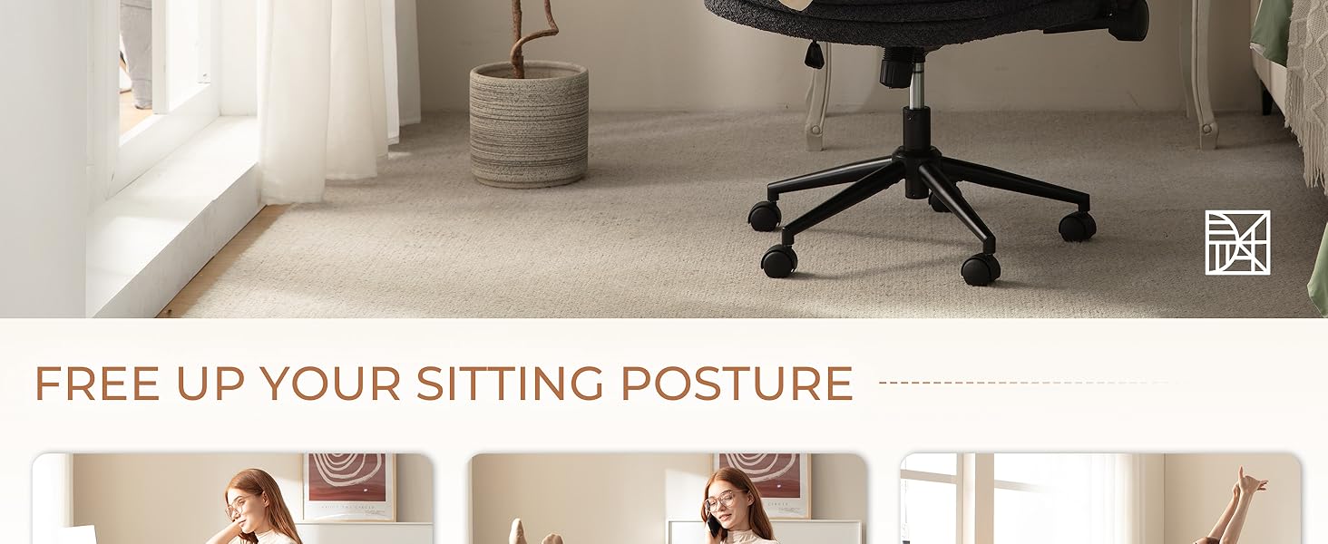 [Spring Glow Up] Extra Large Criss Cross Chair, Oversized Chair with Adjustable Flip-up Arms and Wheels, Comfort Ergonomic Office Desk Armchair with 3 Layer Cushions, Wide Seat Vanity Chair for Home Office, Living Room, Bedroom