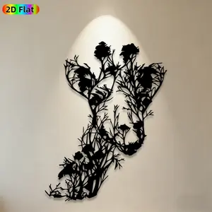 1pc Deer Silhouette Metal Wall Art, Nature-Inspired Deer Statue Mural, Ideal Gift for New Year, Easter, Wildlife Decor Enthusiasts, Rust-Resistant Metal Wall Decor Wall Sculptures, Perfect for Garden Wall & Backyard Fence, Unique Outdoor Wall Art Accent