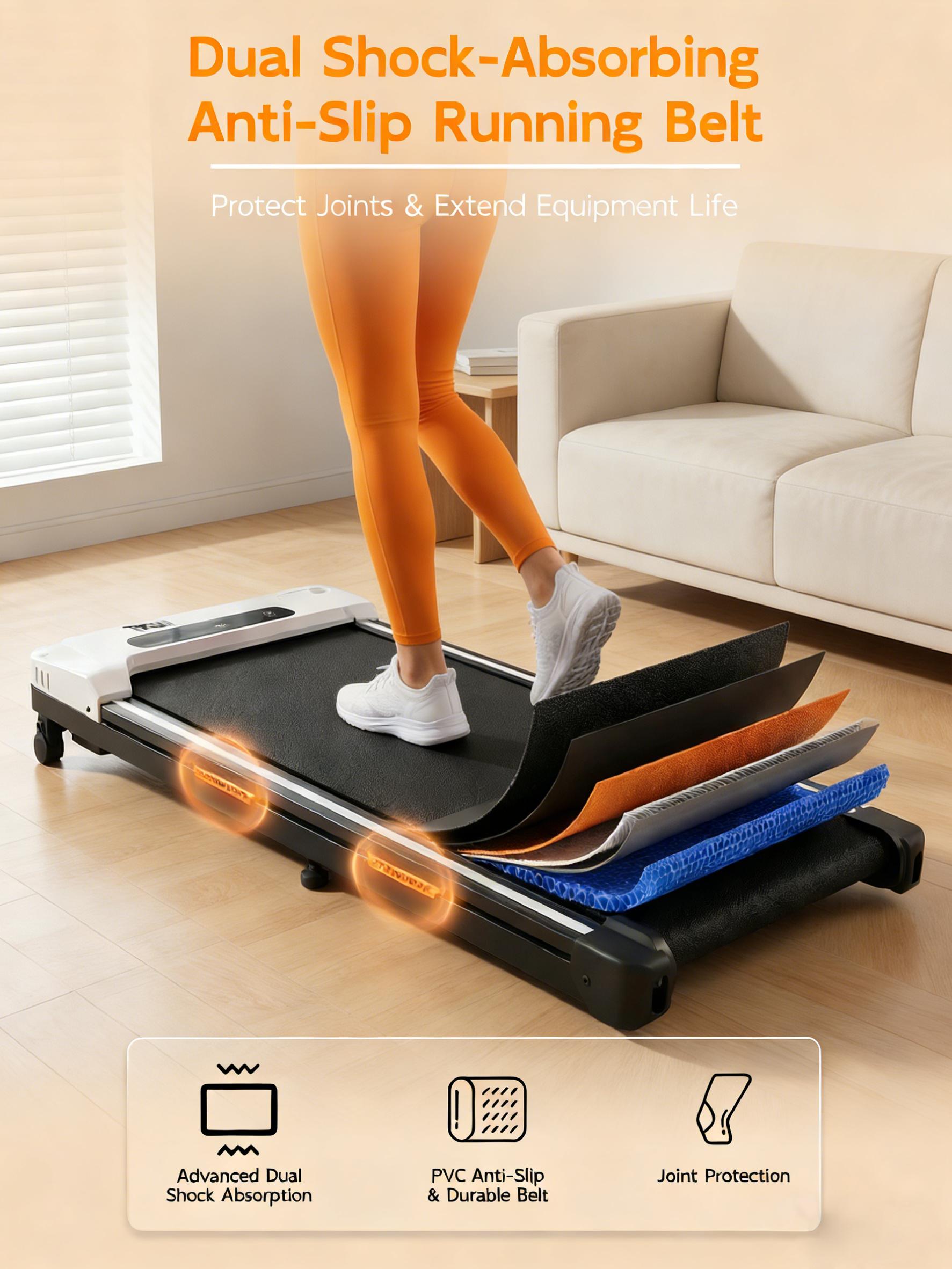 【2026 Fresh Appearance】TKW 4-in-1 Foldable Treadmill with Vibration Function & Armrests, Portable Quiet Walking Pad for Home & Office, LED Display for Walking & Jogging