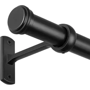 1 Inch Blackout Curtain Rods for Windows Patio, Adjustable Room Divider Curtain Rod Wall Mount & Ceiling Mount for Indoor & Outdoor, Black, 48" to 86"