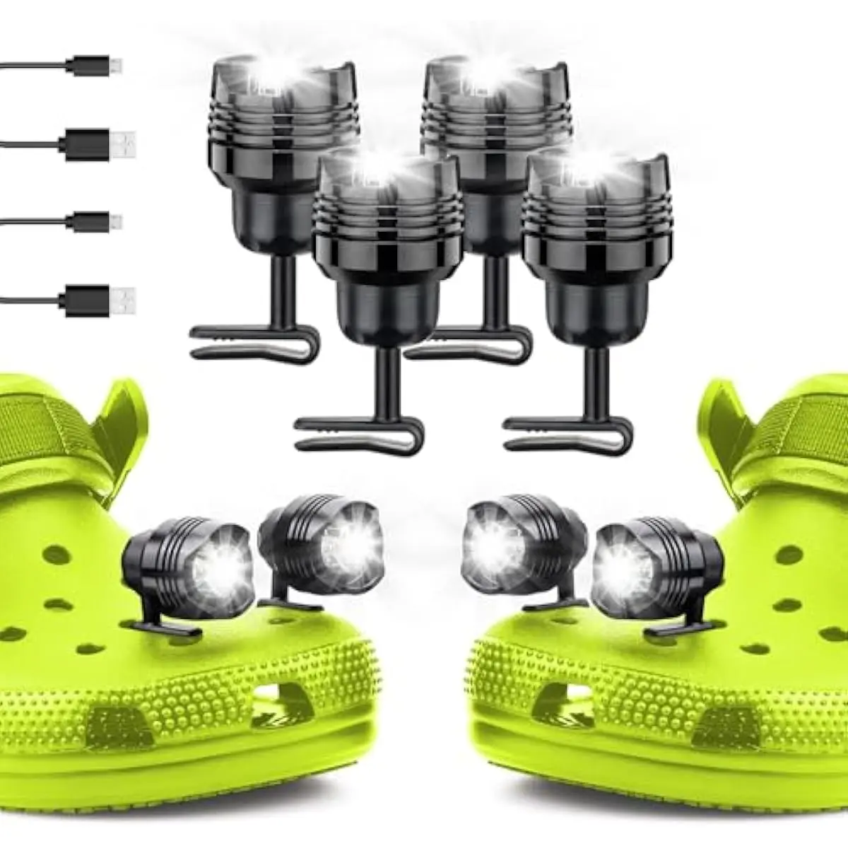 Headlights - 4pcs LED Lights for Shoes Charm Accessories, IP68 Waterproof for Adults and Kids - Hiking, Walking Dog and Camping Gear Essentials-0912