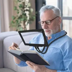 5X Hands-Free Magnifying Glass for Reading, Flexible Gooseneck Full Page Magnifier, Large Neck-Worn Reading Magnifier for Sewing, Repair, And Low Vision for Seniors