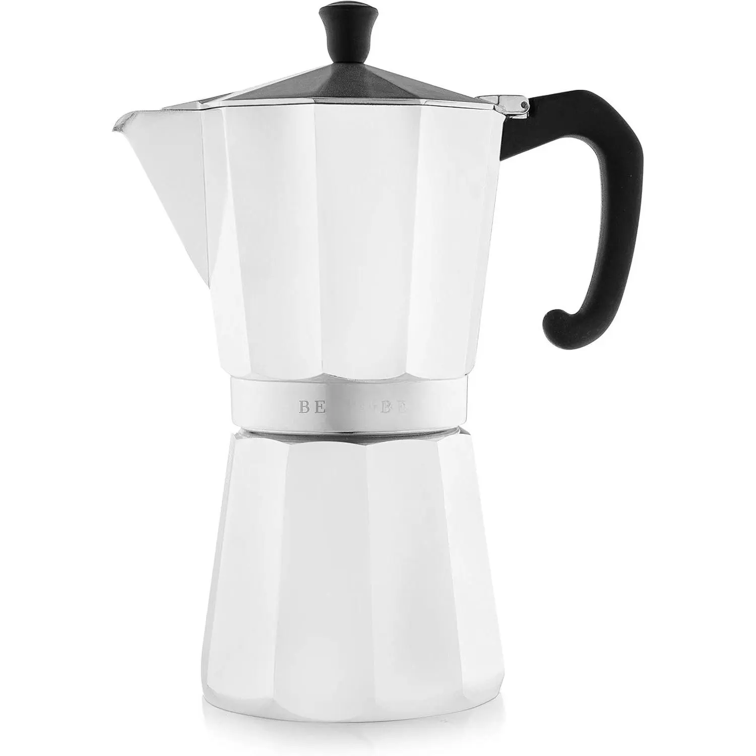 Stovetop Espresso Maker Moka Pot (White, 9 Cup)