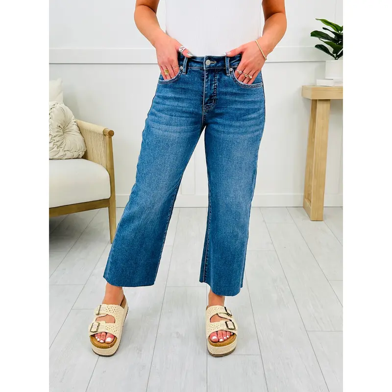 Daydreamer Wide Leg Tummy Control Cropped Jeans
