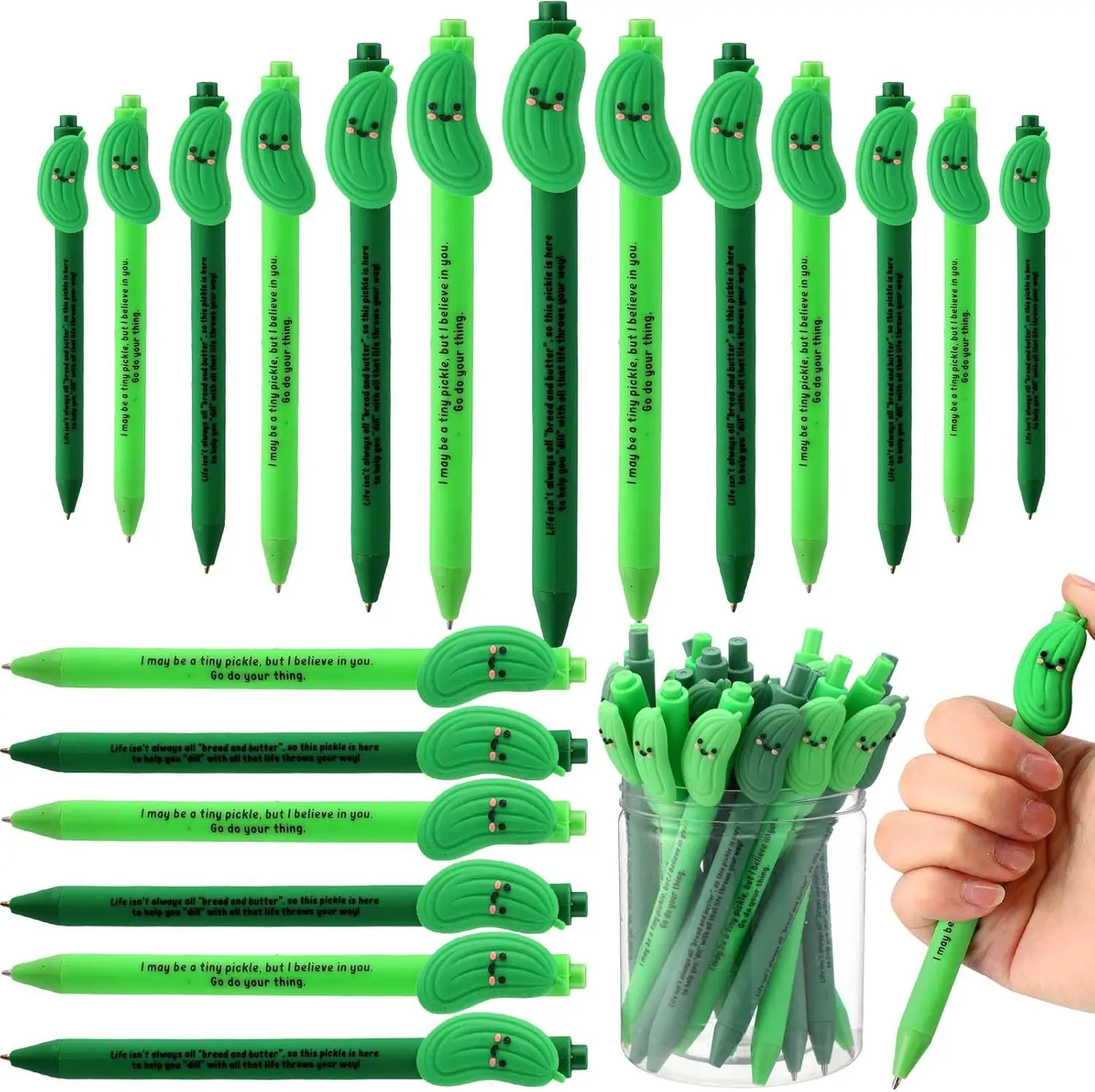 30 count Inspirational Positive Pens Bulk Employees Appreciation Gifts Affirmation Motivational Quote Pens for Coworker Team Thank You Gifts Christmas School (Pickle)