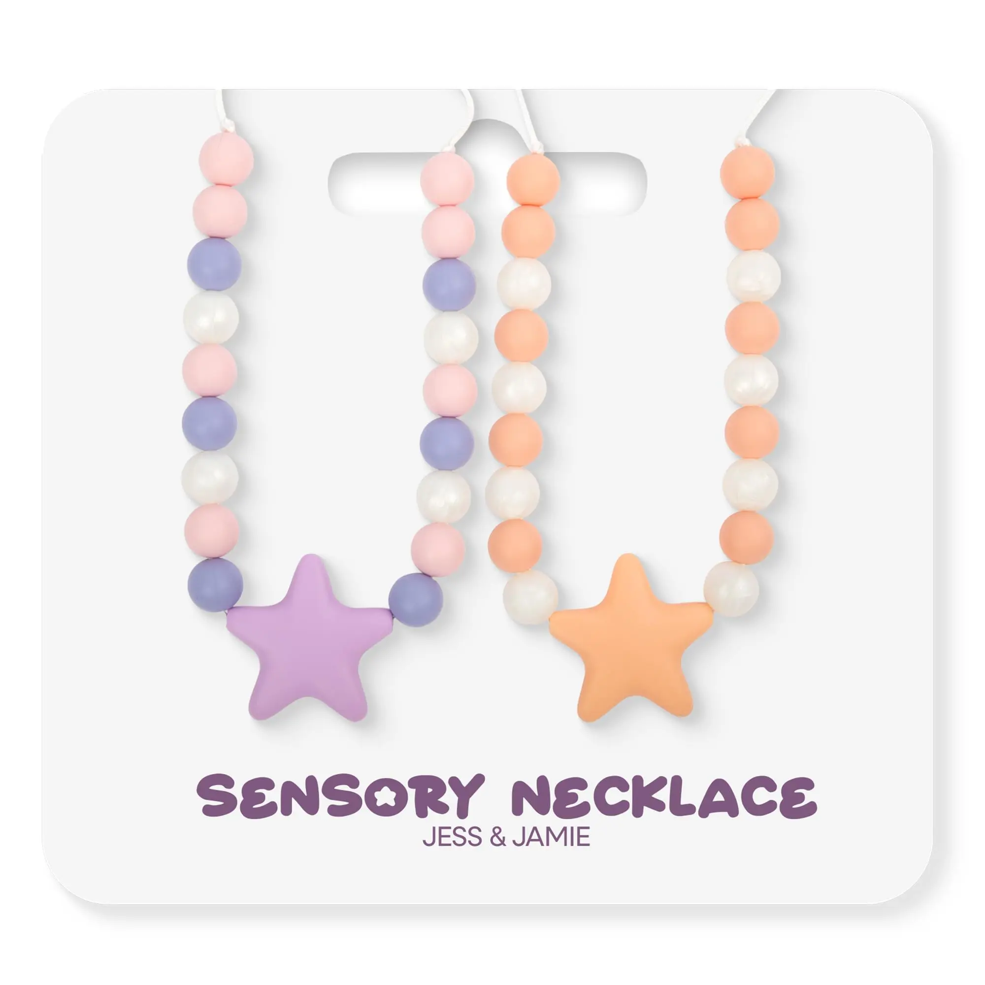 Sensory Chew Necklaces for Kids – 2 Pack Silicone Chewelry w/Breakaway Clasp & Adjustable Strap – Stylish Chew Necklace for Autism, ADHD, SPD, Anxiety, Oral Motor Needs