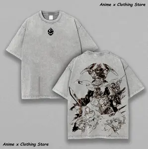 Gurren Lagann “Monochrome Protocol” Tee – Flame Emblem Front & Lorecore Squad Back, Oversized Fit for Spiral Believers