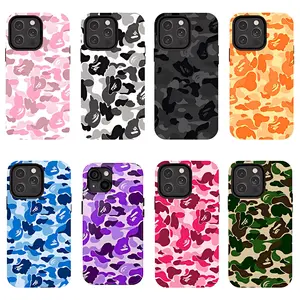 Bape Protective Camo Streetwear Phone Case Suitable for iPhone 17161514131211 Pro MaxPlus and Samsung Galaxy S23FE2223 Impact Resistant Hard Case with Impact Dispersion Technology & anti-drop protective case, lightweight, new fashion trend design