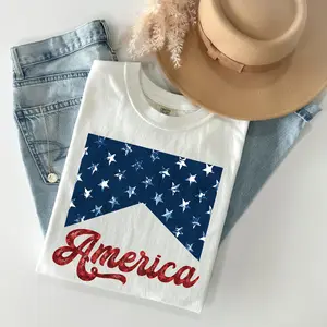 Comfort Colors Vintage Red White And Blue T-shirt USA America Tee Fourth Of July Tee Summer BBQ Tshirt Women's 4th Of July 1776 Gift