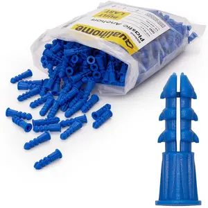 Ribbed Plastic Drywall Anchors - Wall Anchors for Drywall - Plastic Screw Anchors for Secure Fastening (Bulk Pack, #10-12 x 1)