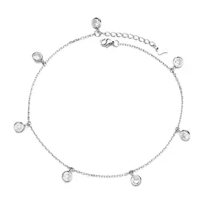 Sterling Silver Swarovski Cyrstal Bezel Anklet
