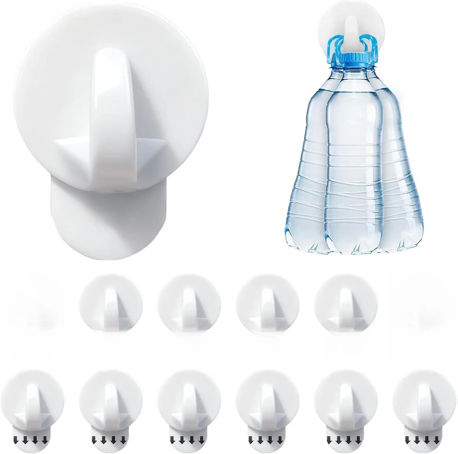 Heavy Duty Removable Wall Hooks Organiser Set (12-Pack, Large) - Smooth, Lightweight, Damage-Free Hanging for Pictures, Kitchen Use - Holds Up to 3.3lb for Curtains, Hats