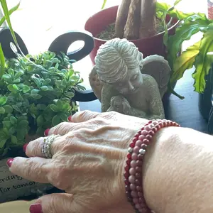 High Energy | Natural Crystal Bracelet Set | Rhodonite, Carnelian & Red Jasper | Dainty