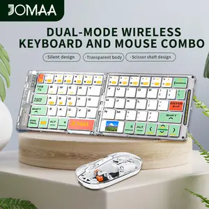 Wireless BT Foldable Keyboard and Mouse Combo,Ultra Slim, Rechargeable, Silent, Portable Travel Keyboard for Laptop, Tablet,Phone