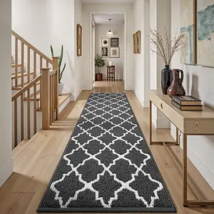 Non Slip Washable Carpet Runner, Dirt Trapping Hallway Rug with Rubber Backing for Entryway Kitchen Laundry Room