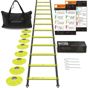 Soccer Training Equipment Agility Ladder Set, Sports Speed & Agility Training Equipment Kit with Cones & Drills, Speed Training Ladder for Footwork, Football Training Equipment Mantra Sports