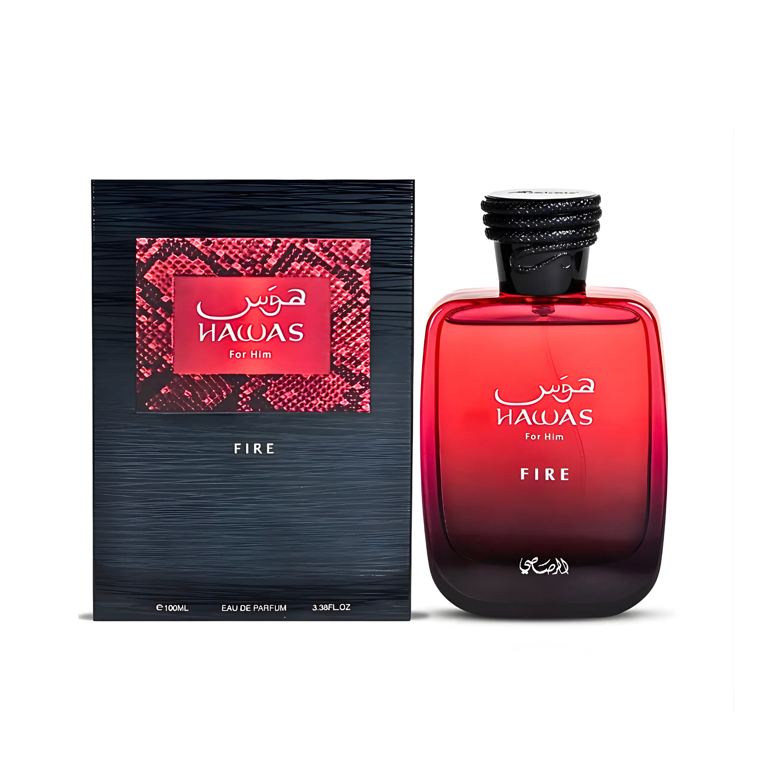 Rasasi Hawas Fire Eau De Parfum with Floral Sweet Amber and Spicy Mineral Notes, Unisex Liquid Perfume for Adults, 100 ml (3.4 fl oz) Bottle, Smelling Good, Amber Musk, Single Bottle