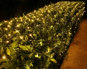Christmas Net Lights - 12FT x 5FT 360 LED Plug-in Mesh Lights,  with 8 Modes, Timer, Connectable for Bushes, Trees, Garden, Outdoor Christmas Decor (Green Wire, Warm White)