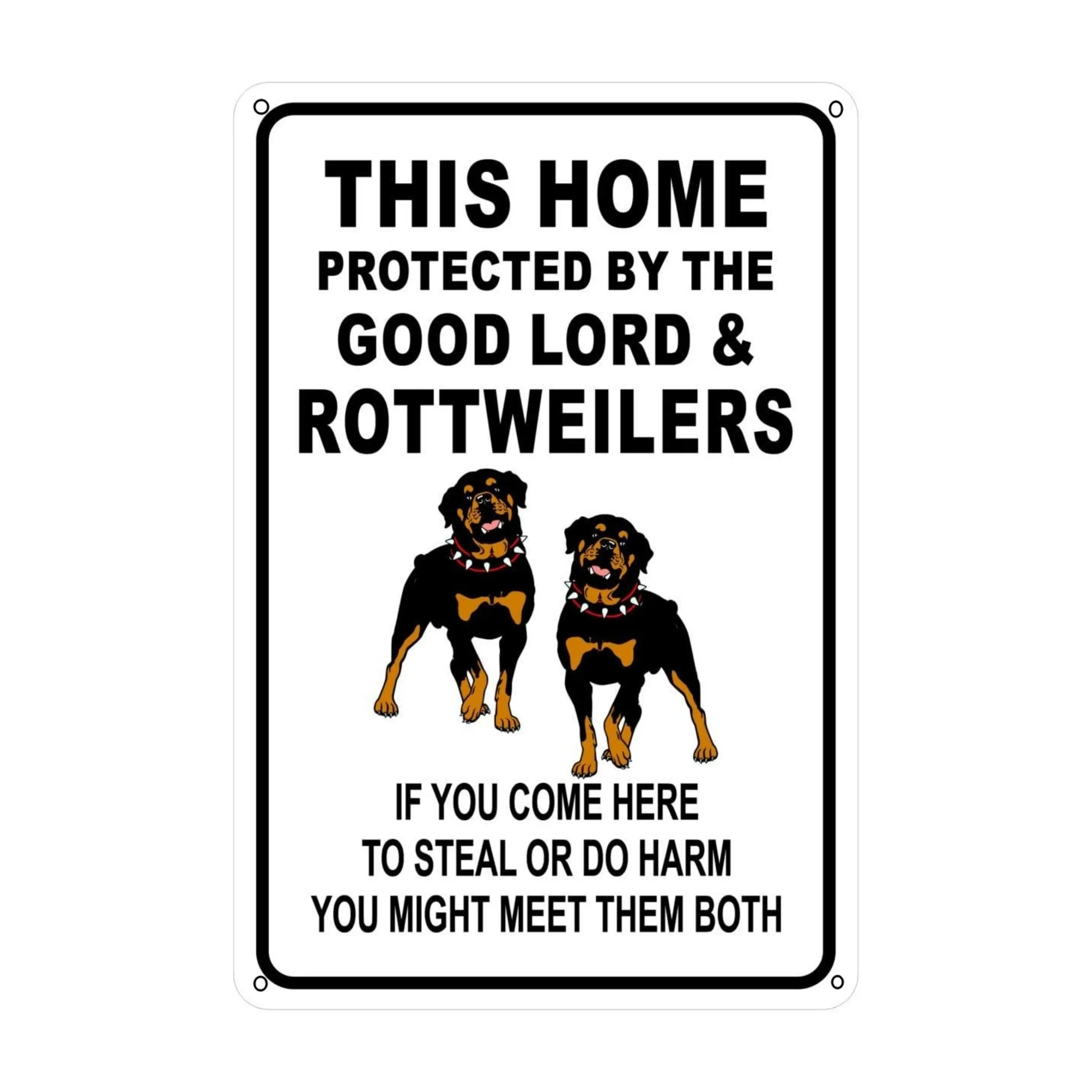 "Protected By Rottweilers" Lightweight Retro Vibe Dog Metal Tin Sign, 12x8 in Novelty Plaque, Wall Decor Gift for Home, Clubs, Friends