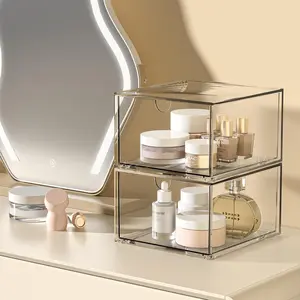 Stackable Drawer Storage,4Pack Clear Drawer Bins for Vanity,Bedroom and Bathroom Storage,Kitchen Cabinet Organized,Makeup Organizer for store cosmetics and skincares. Boxes